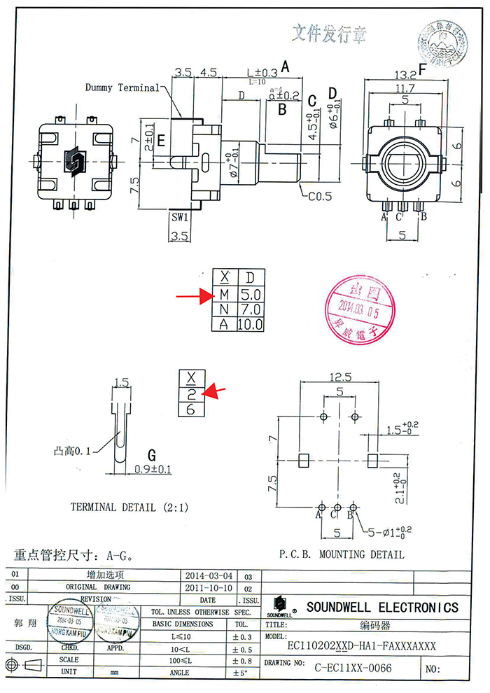 EC11半軸編碼開(kāi)關(guān)規(guī)格書